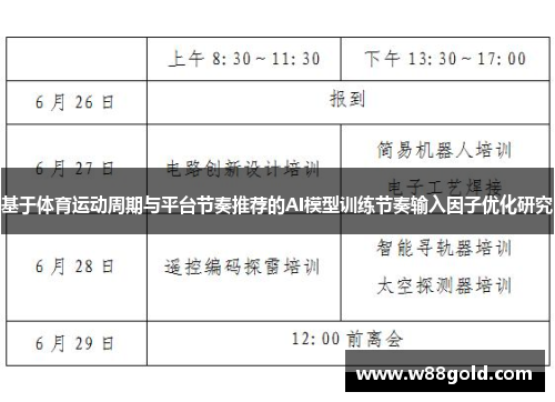 基于体育运动周期与平台节奏推荐的AI模型训练节奏输入因子优化研究